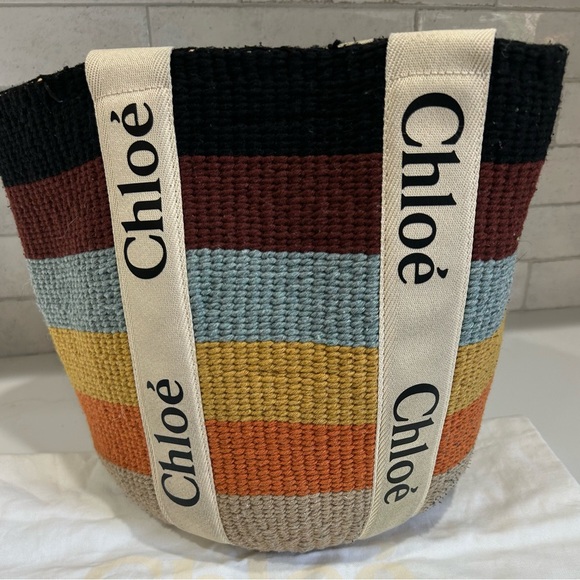 Chloe Handbags - Chloe x Mifuko Multicolor Striped WoodyTote Bag